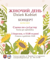 Plakat informujący o wydarzeniu  dzień kobiet po ukraińsku