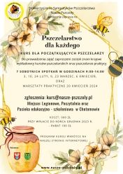 Plakat promujący Kurs pszczelarstwa dla początkujących pszczelarzy