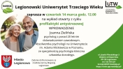 Plakat informujący o wykładzie otwartym - profilaktyka antystresowa