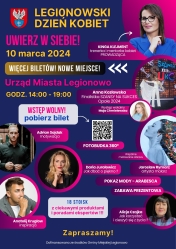 Plakat informujący o spotkaniu dla kobiet, temat: Uwierz w siebie