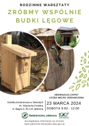 Plakat informujący o warsztatach rodzinnych