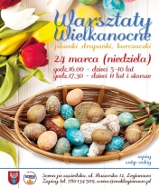 Plakat informujący o warsztatach wielkanocnych