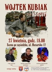 Plakat informujący o koncercie Wojtka Kubiaka