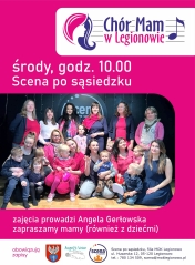 Plakat informujący o spotkaniach chóru mam