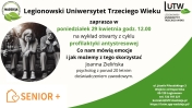 Plakat informujący o wykładzie otwartym - profilaktyka antystresowa