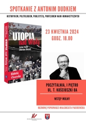 Pakat informujący o spotkaniu z Spotkanie z prof. Antonim Dudkiem