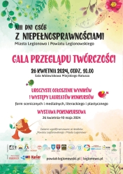 Plakat informujący o Gali Przeglądu Twórczości Osób z Niepełnosprawnościami