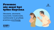 Grafika komputerowa - mężczyzna krzyczy na kobietę i napis: Przemoc nie musi być tylko fizyczna