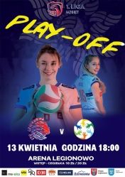 Plakat informujący o meczu: LTS Legionovia - Eco Harpoon LoS Nowy Dwór Mazowiecki