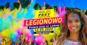 Plakat informujący o Dniu Kolorów Holi w Legionowie