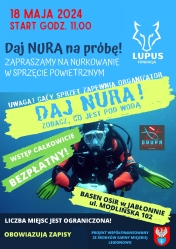Plakat informujący o wydarzeniu daj nura na próbę