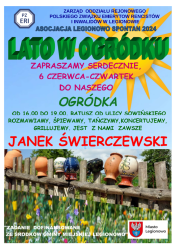 Plakat informujacy o wydarzeniu lato w ogórdku