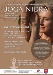Plakat informujacy o bezpłatnych zajęciach z jogi