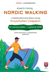Plakat promujący Otwarty Trening Nordic Walking