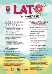Plakat informujący o lecie w miescie w Legionowie