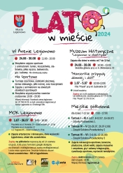 Plakat informujący o lecie w miescie w Legionowie