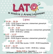 Plakat informujący o lecie w miescie z Areną