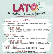 Plakat informujący o lecie w miescie z Areną