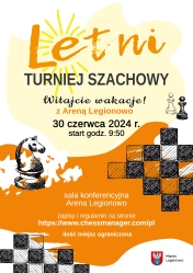 Plakat informujący o letnim turnieju szachowym
