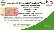 Plakat informujacy o wycieczce do Centrum Pieniądza NBP