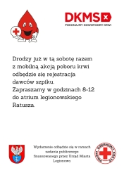 Plakat informujący o akcji rejestracji potencjalnych dawców szpiku kostnego