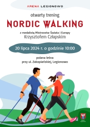 Plakat promujący Otwarty Trening Nordic Walking