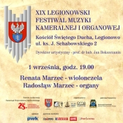 Plakat informujący o XIX Legionowskim Festiwalu Muzyki Kameralnej i Organowej