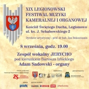 Plakat informujący o XIX Legionowskim Festiwalu Muzyki Kameralnej i Organowej