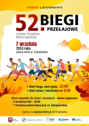 Plakat informujący o 52. biegach przełajowych