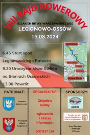 Plakat promujący VIII Rajd Rowerowy Legionowo - Ossów