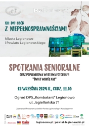 Plakat informujący o Spotkaniu senioralnym oraz poplenerowej wystawie fotografii 