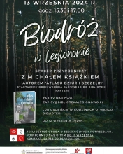 Plakat informujący o Biodróży w Legionowie