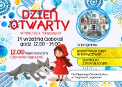 Plakat informujący o dniu otwartym w filii MOK przy Targowej
