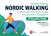 Plakat promujący Otwarty Trening Nordic Walking