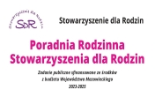 Plakat informujacy o Poradni Rodzinnej Stowarzyszenia dla Rodzin