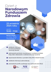 Plakat informujący o dniu z Narodowym Funduszem Zdrowia