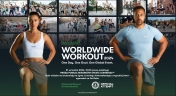 Plakat informujący o Worldwide Workout 2024