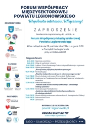 Plakat informujący o Forum Współpracy Międzysektorowej Powiatu Legionowskiego