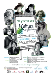 Plakat informujący o wystawie kultura w spódnicy
