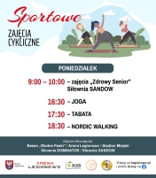 Grafika informująca o zajęciach w ramach Sportowe zajęcia cykliczne