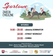 Grafika informująca o zajęciach w ramach Sportowe zajęcia cykliczne