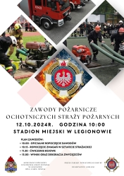 Plakat informujący o zawodach pożarniczych