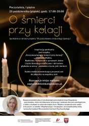 Plakat informujący o Porozmawiajmy o śmierci przy kolacji