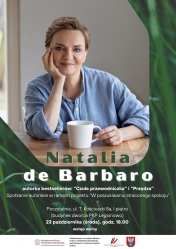 Plakat informujący o spotkaniu z  z Natalią de Barbarą