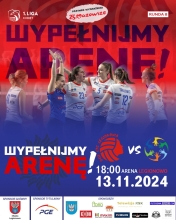 Plakat informujący o meczu: LTS Legionovia - Eco Harpoon LoS Nowy Dwór Mazowiecki