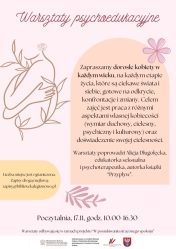 Plakat informujący o warsztatach w poszukiwaniu straconego spokoju