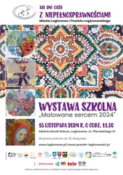 Plakat informujący o Wystawie Szkolna ,,Malowane sercem 2024