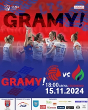Plakat informujący o meczu:Mecz: PGE LTS Legionovia - Hospel Płomień Sosnowiec