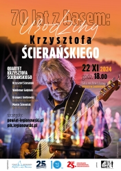 Plakat informujący o 70 lat z basem: Urodziny Krzysztofa Ścierańskiego