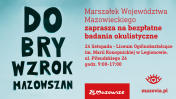 Plakat informujący o bezpłatnych badaniach wzroku
